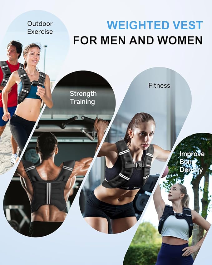 Weighted Vest, 6lb/8lb/12lb/16lb/20lb/25lb Weighted Vest Woman with Detachable Phone Pouch, Suitable for Women, Men, Ideal for Workout, Strength Training, Fitness, Running, Weight Loss, Walking