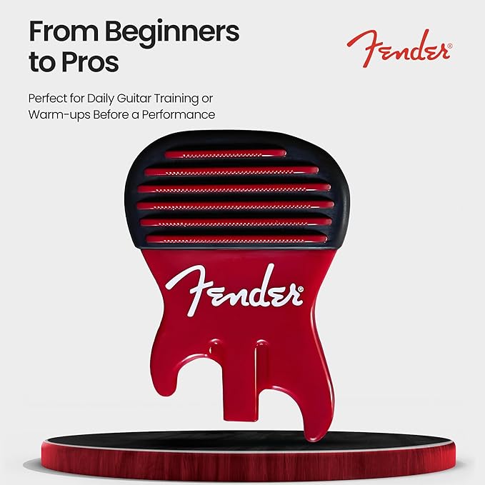FENDER Patented Callus Builder & Finger Strengthener – Resistance Finger Exerciser for Guitar, Bass & Violin – Guitar Finger Trainer & Grip Strength Tool – Ideal Guitar & Bass Accessories (Tensions: RED=8-Lbs; BLACK=15-Lbs)
