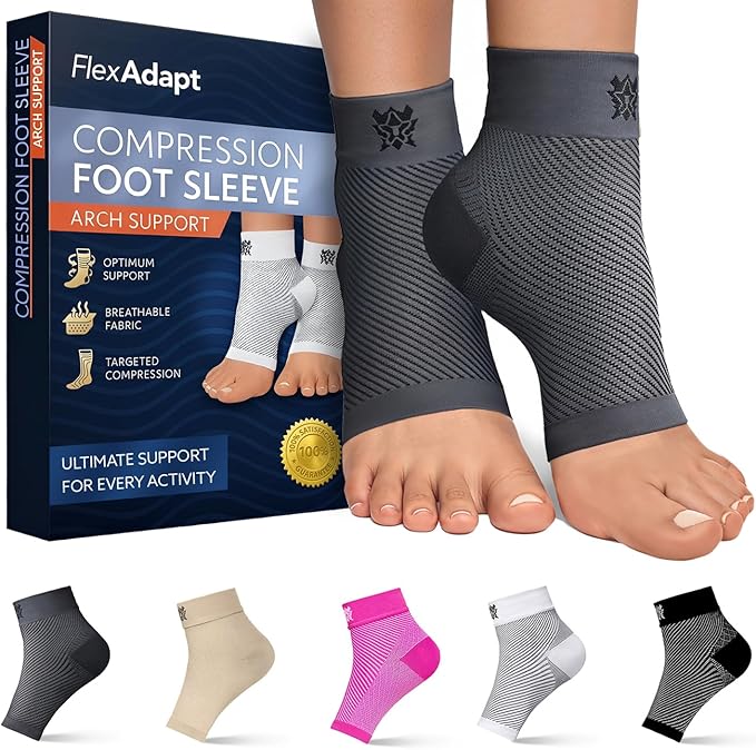 Compression Socks for Plantar Fasciitis & Achilles Tendonitis Relief – Pair of Ankle Compression Sleeves for Foot Swelling, Heel Spurs, Pain & Fatigue – Comfortable Arch Support Brace for Daily Use (Gray, Small)