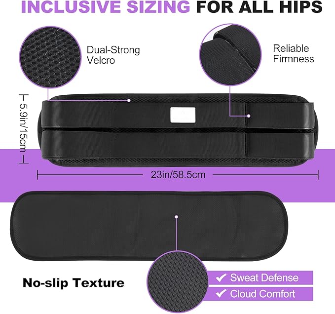 Hip Thrust Belt - Adjustable Fitness Belt for Dumbbells, Kettlebells, Plates - Support Up to 100 lbs - For Glute Workouts at Home Gym - Gifts Ideas for Women, Black