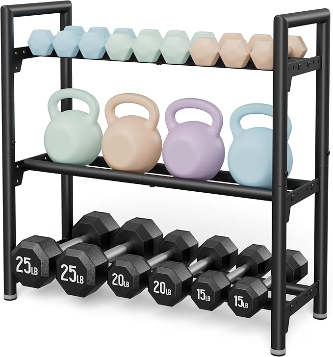 Dumbbell Rack Stand Only, 400LBS Capacity Weight Rack for Home Gym Storage, Adjustable Weight Storage Racks, Heavy-Duty Kettlebell Rack ﻿