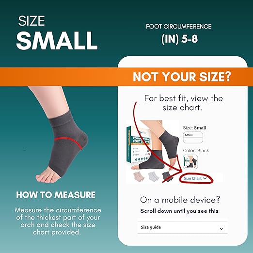 PhysFlex Ankle Brace for Women & Men - Compression Socks 20-30mmHg, Achilles Tendonitis, Plantar Fasciitis Relief, Sprained Ankle, Heel Spurs, Foot Swelling & Fatigue, Arch Support (3 Pairs)