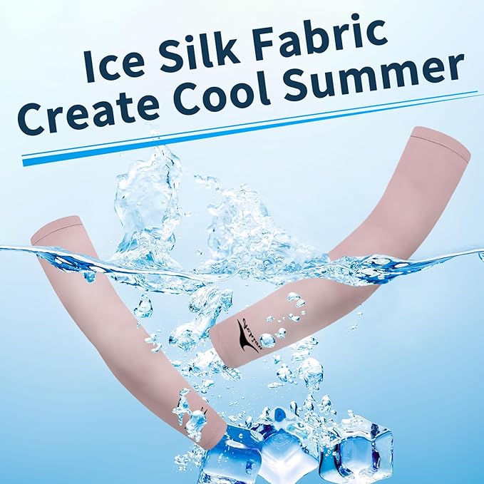 Achiou Cooling Ice Silk Arm Sleeves, Summer UV Sun Protection Compression Sleeves UPF 50+ for Women Volleyball Youth Sports