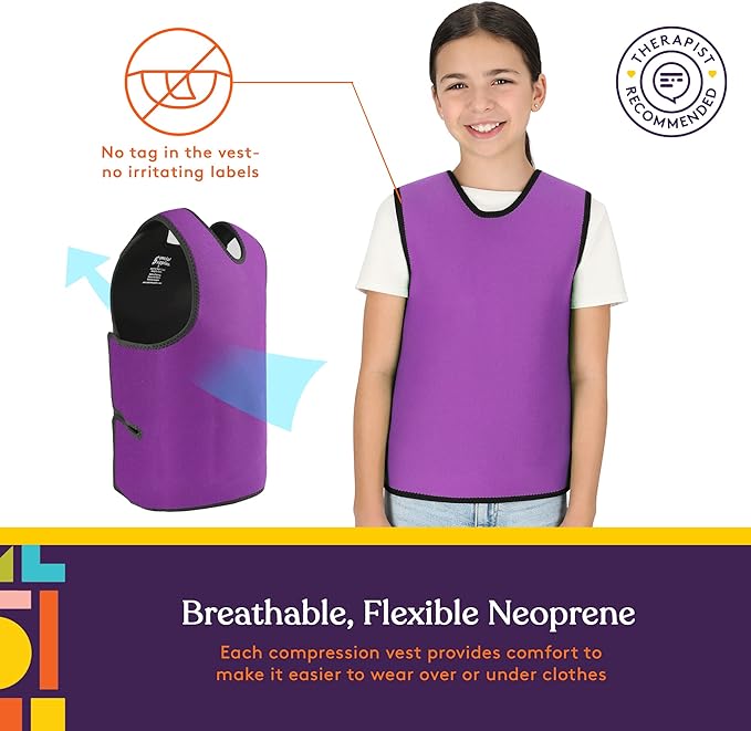 Special Supplies Sensory Compression Vest Deep Pressure Comfort (Purple, Meduim)