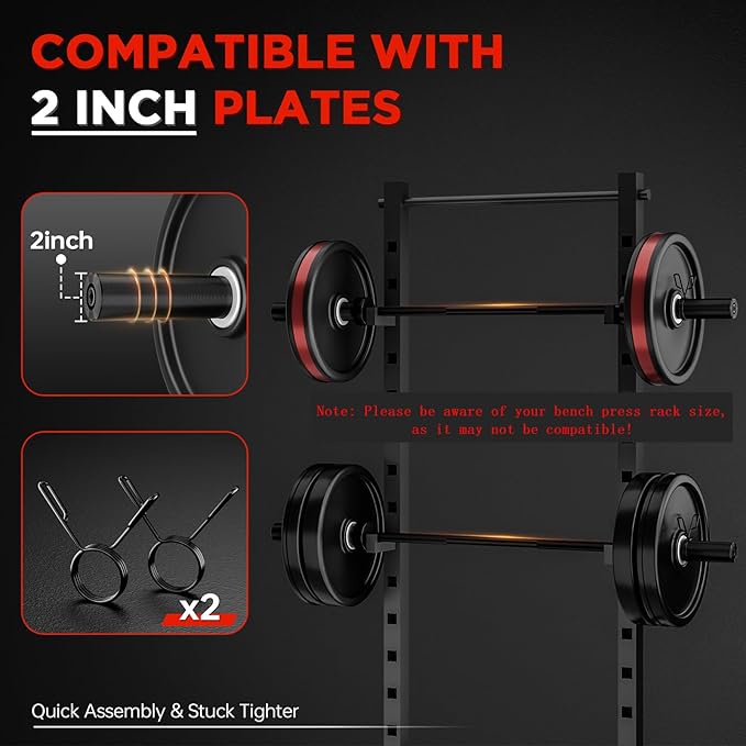 TEEMOO Olympic Barbell Bar, 57"/47" Barbell Bar with 2 Spring Collars, Strength Training bars, Bench Press bar for Weight Lifting, Squat, Hip Thrusts, Biceps, 700lb/500lb Weight Capacity, E-Coat Finish for 2 inch Weight Plates (Black)