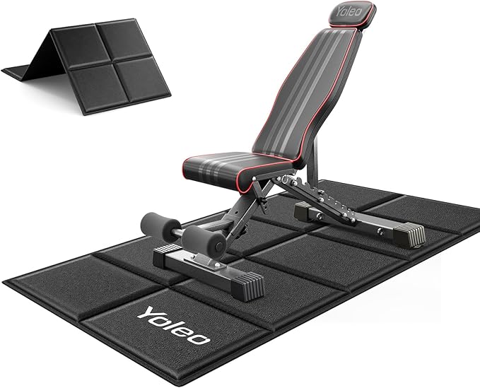 Yoleo Adjustable Weight Bench, 660LB Foldable Workout Bench with Extended Head/Neck Protection/Spine Support for Bench Press, Fast Folding Incline Decline Flat Bench