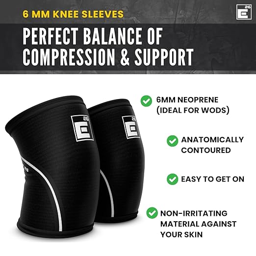 Element 26 Knee Sleeves for Weightlifting (Sold as a Pair) - 6mm Premium Neoprene for Compression, Mobility, and Warmth - Compression Sleeve for Functional Fitness, Squats, Deadlifts (Small, Black)