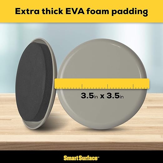 Smart Surface Furniture Sliders for Carpet - 16 Pack - 3.5" Round | 8295 Coasters for Heavy Furniture - Protect Your Carpeted Floors