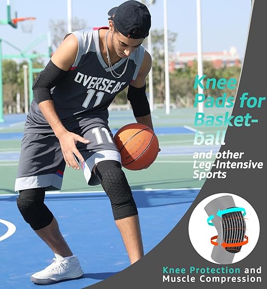 HiRui Knee Pads for Kids Youth Adult, Basketball Baseball Knee Brace Knee Support, Collision Avoidance Kneepad Compression Knee Sleeve for Volleyball Football Cycling Running-1Pair (Black, M)