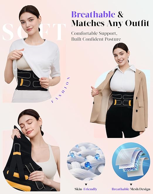 Posture Corrector for Women and Men, 5 Full Back Support Brace Rods, FSA&HSA Eligible, Adjustable Shoulder Straightener, Improving Hunchback Posture, Upper and Lower Back, Neck Pain Relief, Small