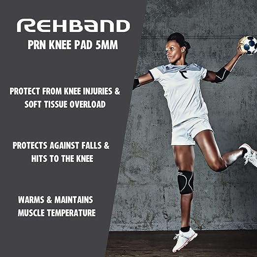 Rehband Knee Pads for Volleyball, Handball & Indoor Sports, Neoprene Knee Sleeve Protector, Comfortable & Snug Fit, Shock-absorbing Sports Knee Pads Unisex, Colour:Steel Grey - 1 Pair, Size:XX-Large