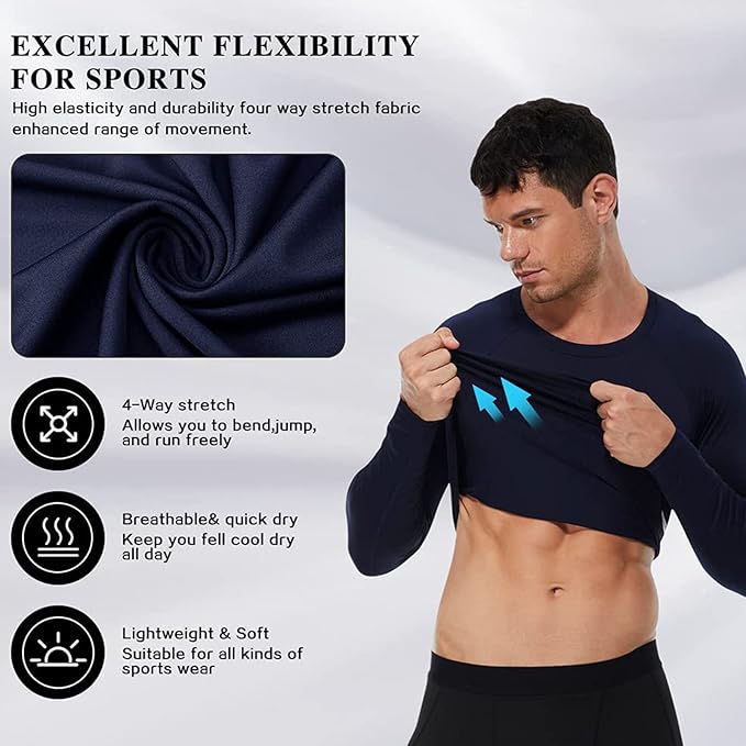 SPVISE 1 or 3 Pack Men's Compression Shirts Long Sleeve Workout Gym T-Shirt Running Top Cool Dry Sports Baselayer Undershirts