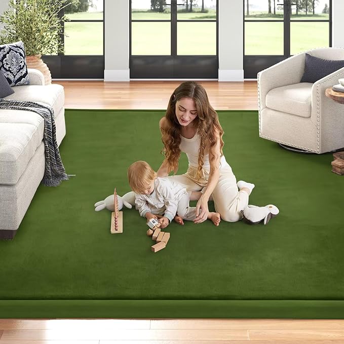 Baby Play Mat for Floor Nursery Muscle Mat Area Playroom Rug 39"x59" Memory Foam 1.3" Thick Crawling Mat for Babies,Toddlers, Infants,Kids (Moss Green)