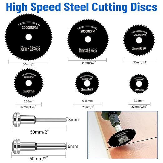 Cutting Wheel Set for Dremel Rotary Tool, HSS Circular Saw Blades, Resin Cutting Discs, 545 Diamond Cutting Wheels, 3 Different Cut off Wheels for Cutting Wood, Glass, Plastic, Stone, Metal, DIY Craft