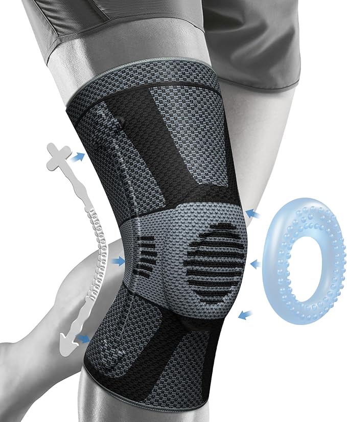 NEENCA Professional Knee Brace for Pain Relief, Medical Knee Compression Sleeve, Knee Support with Horizontal Knit Tech for Meniscus Tear, ACL, Arthritis, Joint Pain, Runner, Workout