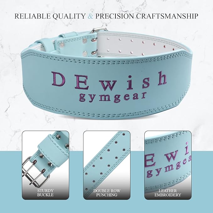 Leather Weightlifting Belt, 10 Adjustable Holes, 4”Width, Double Prong Power Belt for Gym Bodybuilding, weightlifting, powerlifting, squats and deadlifts