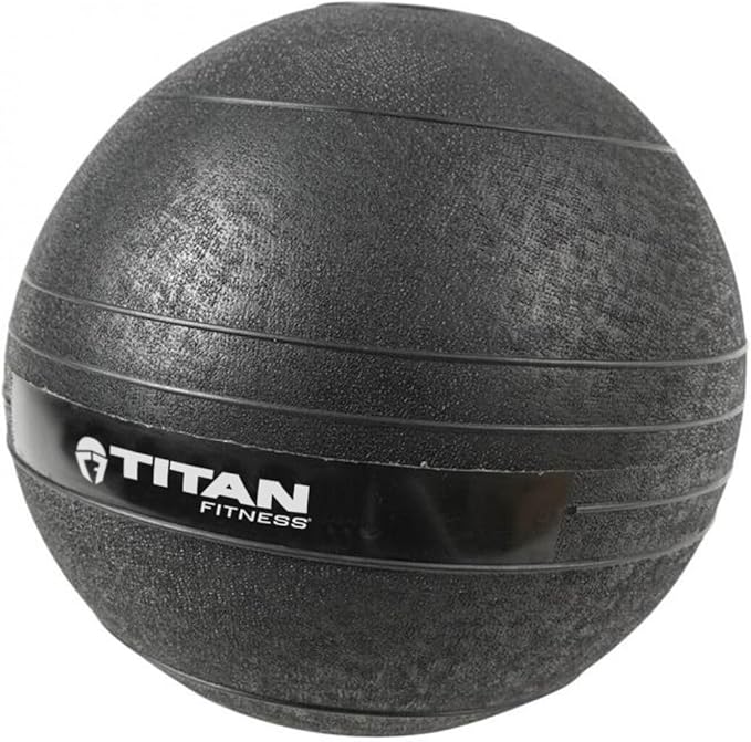 Titan Fitness Rubber Slam Ball, Dead Weight Ball Absorbs Impact, Minimal Bounce, Textured Surface for Strength and Conditioning, Cardio Workouts, Full Body Workout