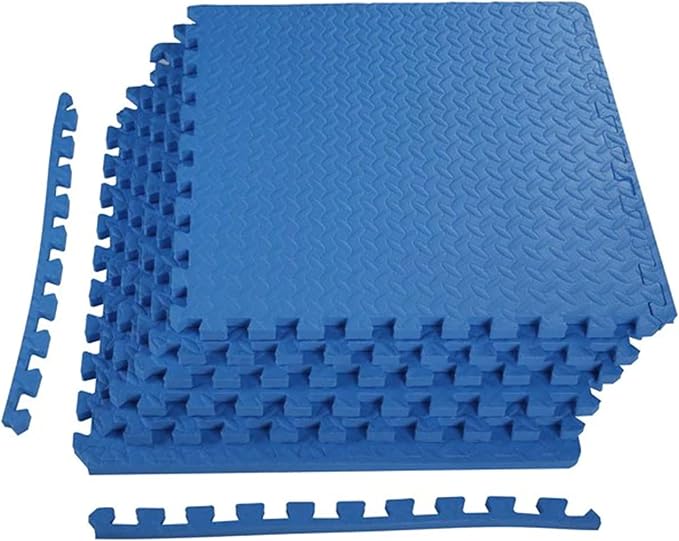 BalanceFrom Puzzle Exercise Mat 3/4' Thick, EVA Interlocking Foam Floor Tiles for Home Gym, Mat for Home Workout Equipment, Floor Padding for Kids, Blue, 24 in x 24 in x 3/4 in, 24 Sq Ft - 6 Tiles