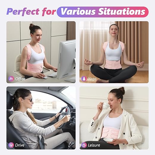 Posture Corrector for Women and Men, Adjustable Shoulder Straightener with Full Back Support, Relief for Lower & Upper Back Pain, Spine, Scoliosis Relief (Pink, Large)