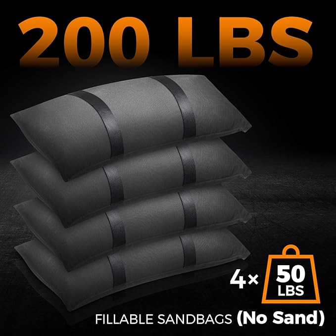 200 LBS Umbrella Base Weights Sandbags, 4 Packs Sand Bags for Weight, Weatherproof Fillable Heavy Duty Weight Sandbag for Outdoor Furniture Backyard Umbrella Garden Trampoline Poolside Accessories