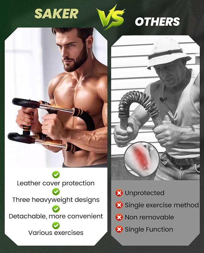 2026 New Saker PowerTwist Arm Trainer, Adjustable Forearm Strengthener, Arm Exercise and Chest Workout Equipment for Home Gym, for Men, Ideas for Fitness Enthusiasts