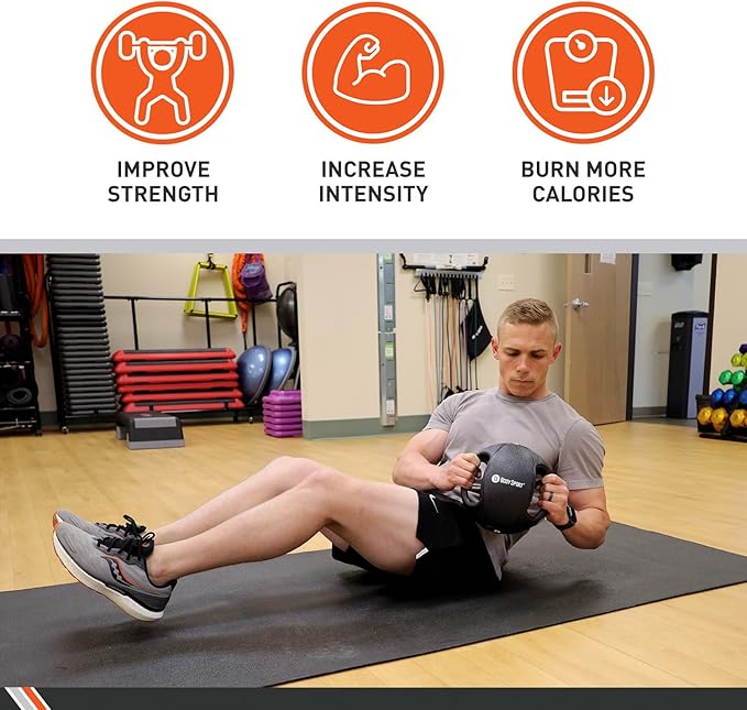Body Sport Double Grip Medicine Ball, 20 lb. - Strength Training Weighted Exercise Tool - Softer Kettlebell Alternative for Home Fitness & Gyms