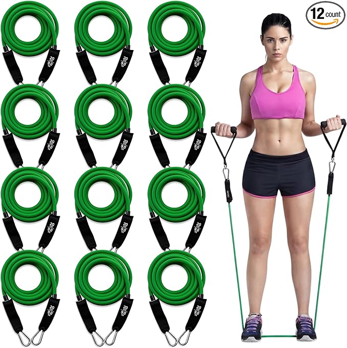 12 Pcs Resistance Bands with Handles Set, Weight Stretch Exercise Workout Bands, Latex Elastic Straps for Men Women Working Out, Strength Training, Home Fitness