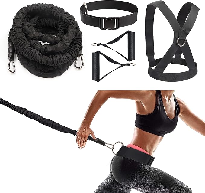 Resistance Running Training Bungee Band, Bungee Resistance Cord Set, Long Resistance Band, Lateral Movement Sprint Overspeed Training Fitness for Fast
