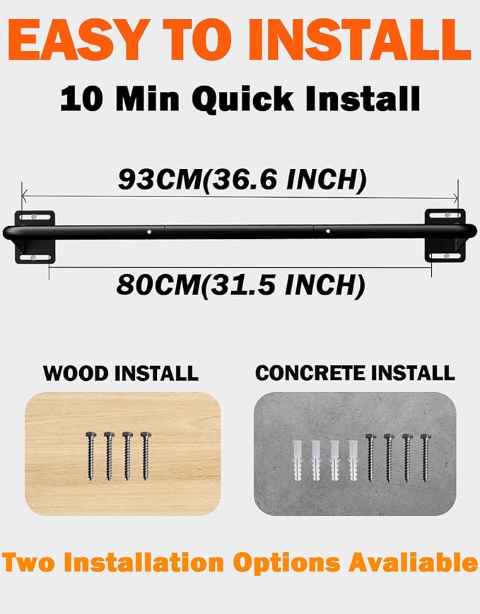 Fitarc Joist Mount Pull Up Bar, Wall Chin Up Bar Ceiling Mount for Beams, Heavy Duty Steel Construction, Home Gym Workout Equipment -Patent Pending