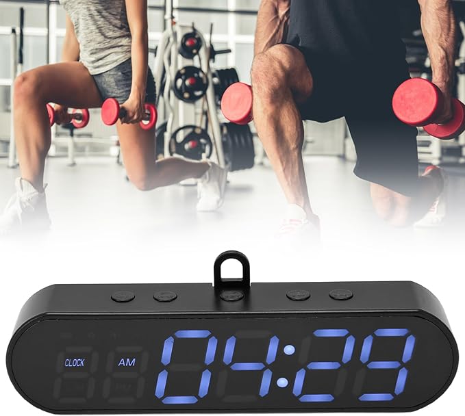 Portable Gym Timer, USB Rechargeable Magnet Workout Clock Large Dispaly Interval Timer Stopwatch with Buzzer, HIIT Tabata Boxing Timer for Home Exercise