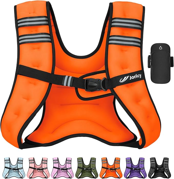 Weighted Vest Woman 5lb/8lb/10lb/12lb/15lb/20lb/25lb/30lb Weight Vest for Women Men, Rucking Vests with Reflective Stripe for Running Workout Walking Strength Training Weight Loss Fitness Weightlifting