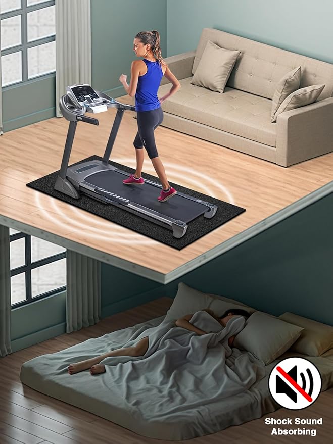 Treadmill Mat 78"x40", WERCHO Foldable Walking Pad Mat for Carpet Hardwood Floors 6mm Heavy-Duty Exercise Equipment Mat for Treadmil Pad,Spin Bike, Elliptical Trainer, Home, Gym