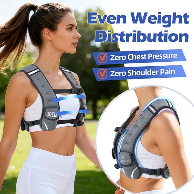 Sportneer Adjustable Weighted Vest Woman: 6-10lb/10-18lb Weighted Walking Vest for Women with 4/8 Weight Packs Fast Adjust Comfortable Weight Vest for Home Gym Burn Calories Strength Training Vests