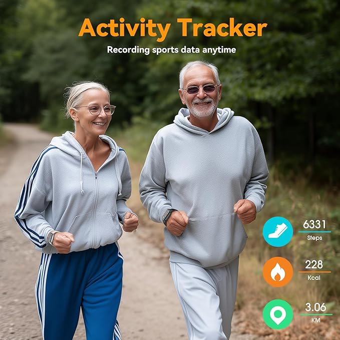 DAVIKO Pedometer Watch Senior Friendly No App/Phone Required,Waterproof Fitness Tracker Watch with Heart Rate Sleep Monitor Activity Tracker, Step Counter for Walking, Smart Watches for Women Men