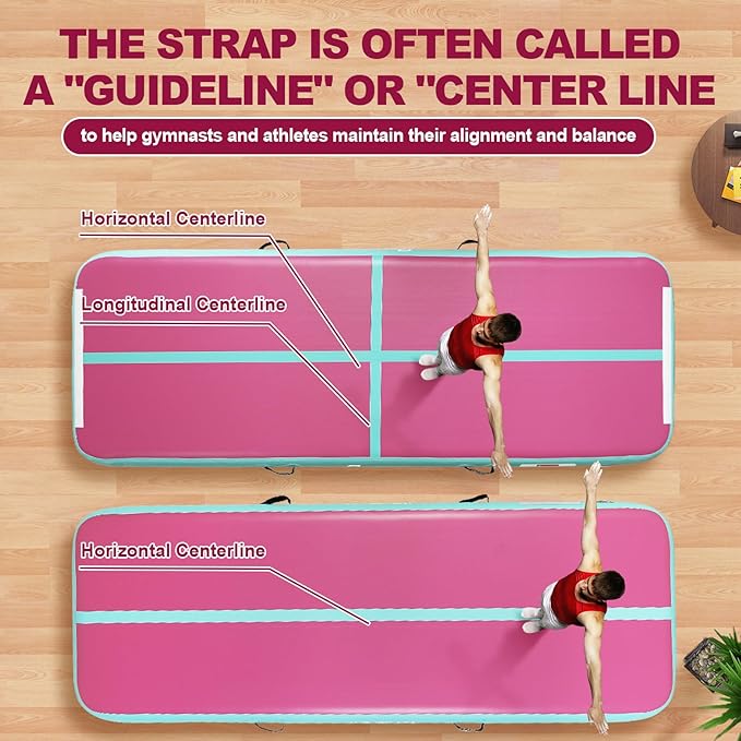 FBSPORT Inflatable Air Gymnastics Mat Training Mats 4/8 inches Thickness Gymnastics Tracks for Home Use/Training/Cheerleading/Yoga/Water with Pump