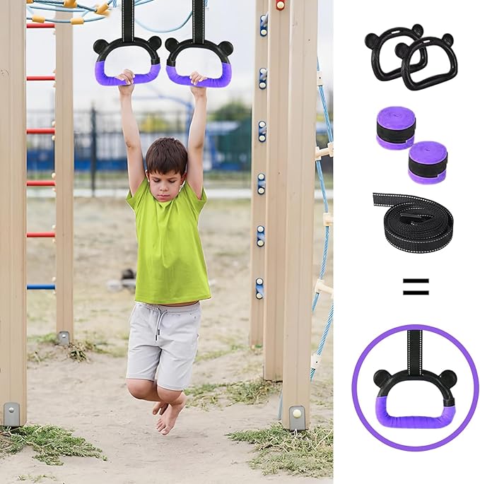 Kids Gymnastics Rings, Children's Home Gym Equipment, Children's Adjustable Strap Strength Training Rings, Pulling Rings for Physical Training