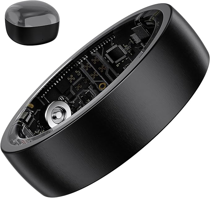 Activity Tracker Ring for Men Women, Smart Ring with Sleep Heart Rate, Health Tracker,IP68 Waterproof, Compatible with iOS and Android (Black 14)