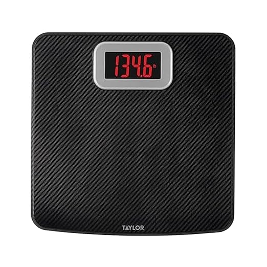 Taylor Digital Bathroom Scale, Body Weight Scale 400 LB Capacity, Carbon Fiber Anti-Slip Mat, 11.8 x 11.8 Inch Platform, Black