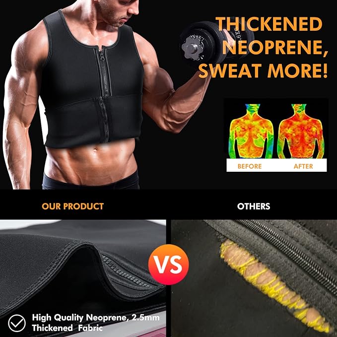 A+ Choice Sauna Vest Waist Trainer for Men - Mens Sauna Suit Double Sweat Belt Body Shaper for Gym Workout Exercise