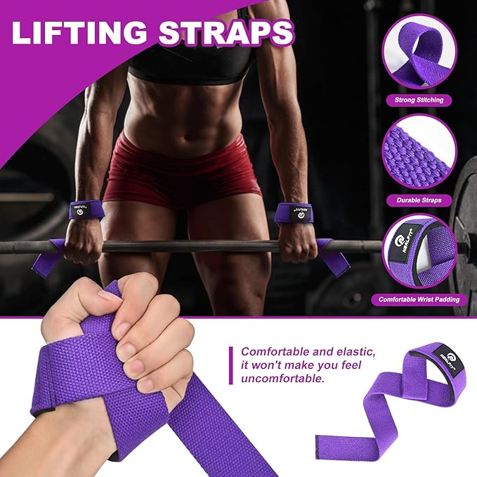 Barbell Pad Set with Lifting Straps & Ankle Straps - Squat Pad for Hip Thrusts, Lunges, Weightlifting - Heavy Duty Strength Training Equipment for Powerlifting, Home Gym