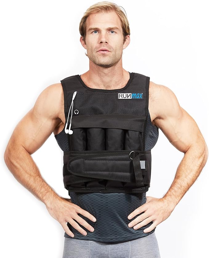 RUNmax Pro Weighted Vest 12lbs/ 20lbs/ 40lbs/ 50lbs/ 60lbs with Shoulder Pads Option