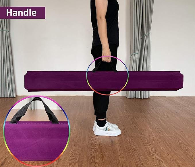 MARFULA 6 FT / 8 FT / 9 FT Folding Gymnastics Beam Foam Balance Floor Beam - Extra Firm - Suede Cover - Anti Slip Bottom with Carry Bag for Kids/Adults Home Use