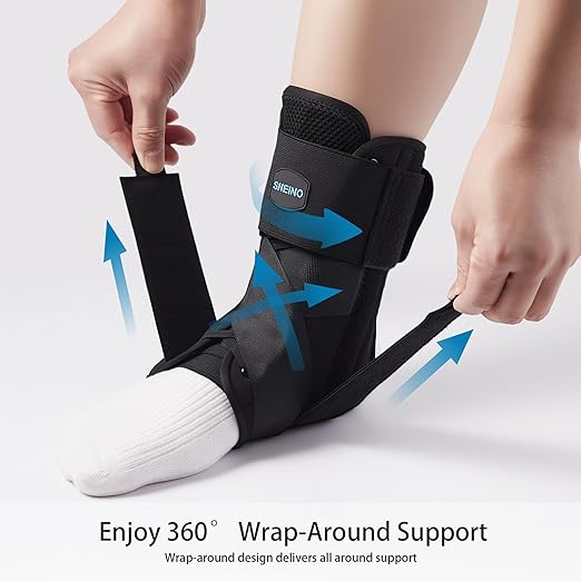 Ankle Brace for Women Men - Ankle Support Brace for Sprained Ankle, Ankle Stabilizer for Achilles, Tendon, Sprain, Injury Recovery, Lace up Ankle wrap for Running, Basketball, Volleyball (Ankle Brace, Large)
