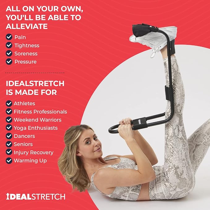 IdealStretch - Original Patented – Hamstring Stretcher, Lower Back Stretcher, Hip Stretcher, & Calf Stretcher - Knee Extension & Pain Relief