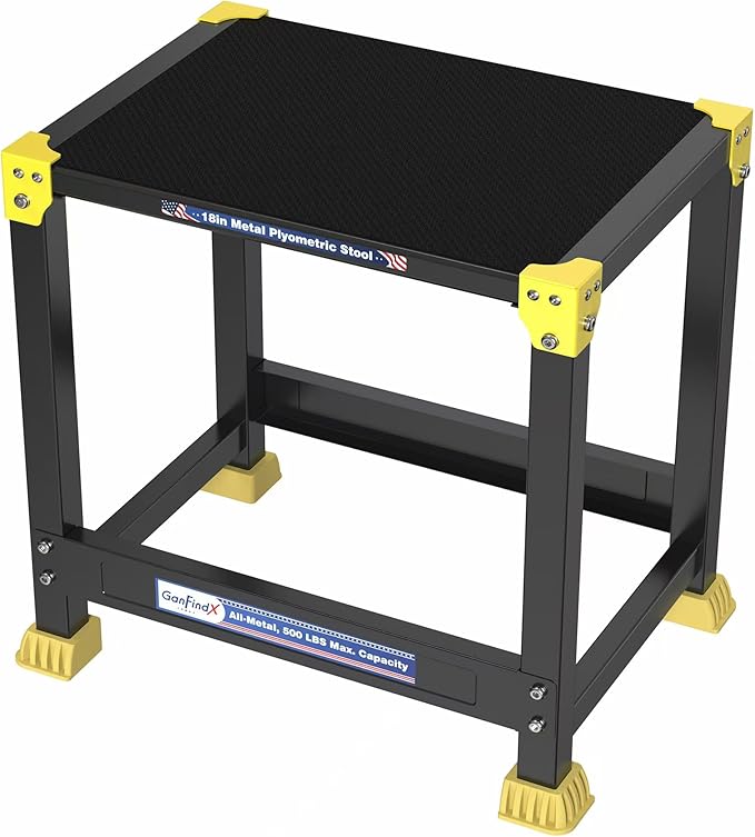GanFindX Steel Plyo Box 12/18 Inch Surface Metal Plyometric Jumping Box Home Gym Jump Trainer for Fitness Exercise Agility Stamina Conditioning Strength