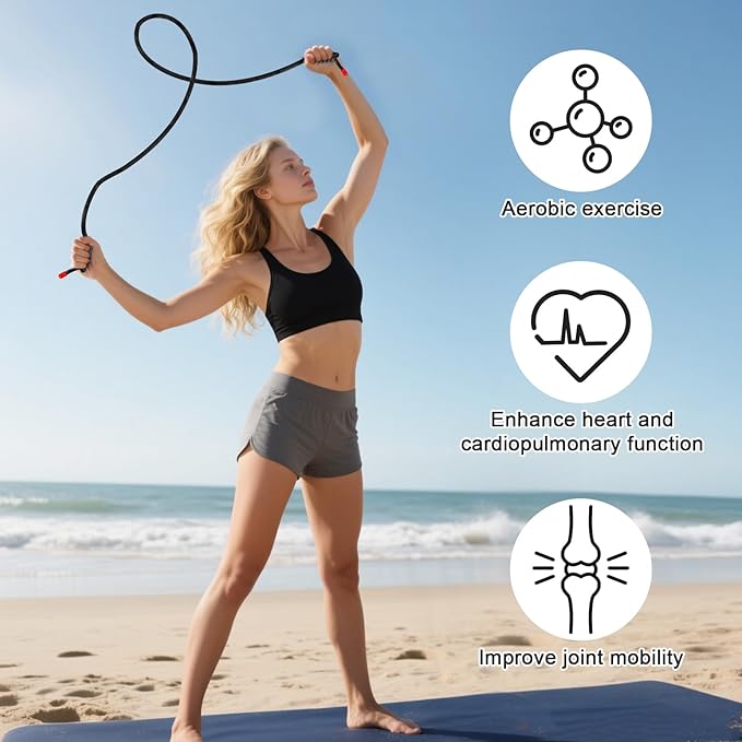 Flow Rope Exercise Jump Rope For Fitness, Working Out, Flow with 9 Ft Adjustable Double Woven Workout Rope For Men, Women, Beginners' Training – Indoor & Outdoor Cardio