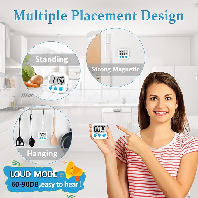 ZILLEEN Classroom Timers for Kids Classroom Magnetic Digital Kitchen Timers for Cooking Teachers Gym Game 12 pcs