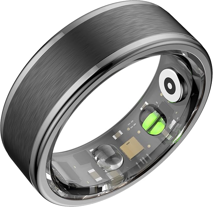 Smart Ring for Women Men,Fitness Ring with 24/7 Activity Tracking,Stress,Sleep Monitoring,No APP Subscription Fees,Compatible with iOS & Android, HarmonyOS Black, 12#