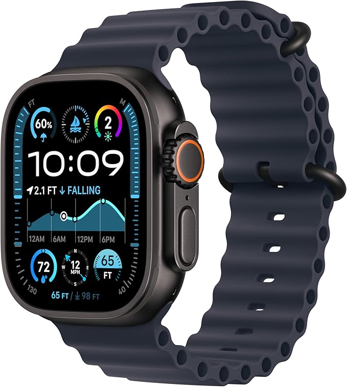 Apple Watch Band - Ocean Band (49mm) - Navy with Black Titanium Finish - Regular
