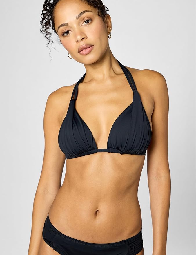 Island Goddess Rouched Halter Bikini Swimsuit Top